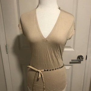 Club Monaco Beige V-Neck T-shirt